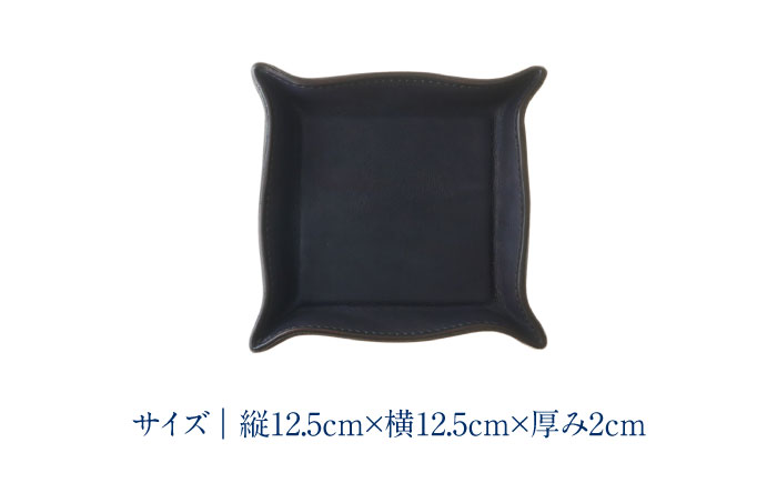 レザートレイ「レセプシオン・デミ」 濃藍 瀬戸内の海 天然藍染め・福山レザー 自社一貫製造 広島県福山市/株式会社サード レザートレイ 革 トレー アクセサリー 鍵 時計 小物置き 藍染 手擦り 手絞