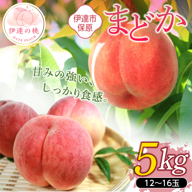 福島県産 まどか 5kg 2025年8月上旬～2025年8月中旬発送 2025年出荷分 先行予約  大玉 固め 伊達の桃 桃 もも モモ 果物 くだもの フルーツ 国産 食品  デザート 果実 F20C-899