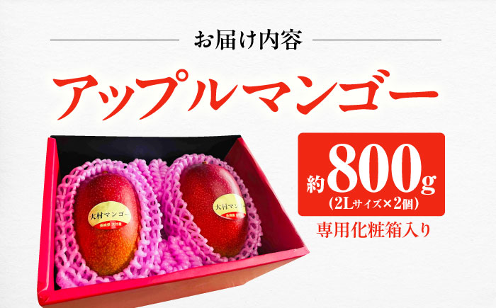 【2026年7月下旬から順次発送】 大村マンゴー 約800g (2L×2個) / 先行予約 マンゴー アップルマンゴー まんごー フルーツ トロピカルフルーツ 甘い 期間限定 国産 冷蔵配送  / 大