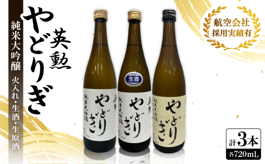 英勲 やどりぎ 純米大吟醸 720ml×3本(火入れ・生酒・生原酒)JALの機内酒にも採用された【配送不可地域：離島】【1696796】
