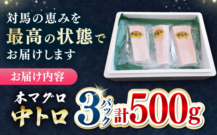 対馬産 養殖 本マグロ 中トロ 500ｇ(3パック)《対馬市》【対海】 冷凍 新鮮 直送 マグロ 鮪 まぐろ 本鮪 中とろ [WAH018]