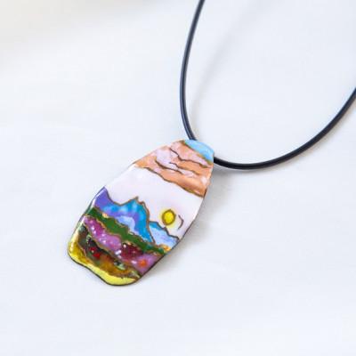 ふるさと納税 太田市 【七宝工芸家　中島たか子】七宝焼　月をめでるペンダント