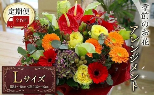 【 定期便 6ヶ月 】 毎月届く 季節の アレンジメント Lサイズ 花 生花 6回 おうち時間 定期便 新生活 応援