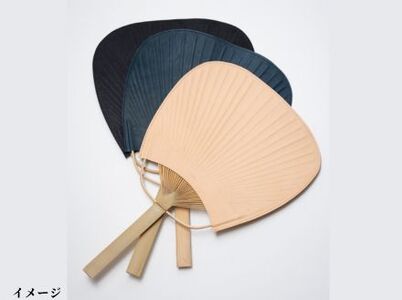 徳島で染め上げた革製品【泥染】leather fan（革のうちわ）