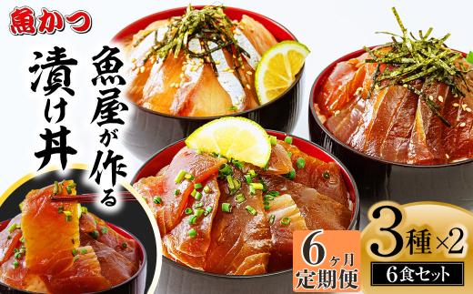 【6ヶ月 定期便】漬け丼 3種×2パック 計6食セット | 漬け丼 定期便 海鮮 惣菜 冷凍 真空パック 小分け 海鮮丼 海鮮セット 詰め合わせ 旬の鮮魚 ハマチ カンパチ カツオ 鯖 サバ ヒラマサ 平政 マグロ アジ ヒラメ 鯛 漬け づけ丼 お茶漬け ごはん 山口県 宇部市