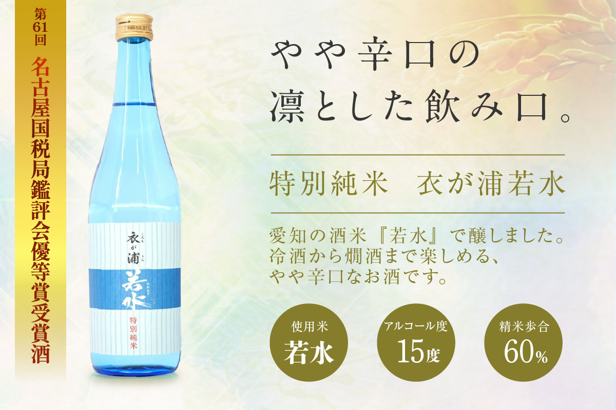 知多半島東浦の地酒　純米大吟醸【夢吟香】 特別純米酒【衣が浦若水】720ml 各１本セット｜日本酒