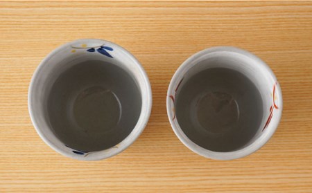 【波佐見焼】唐草小花 茶碗・コップ（青大・赤小）セット 食器 皿 【陶もと】 [PE30]  波佐見焼