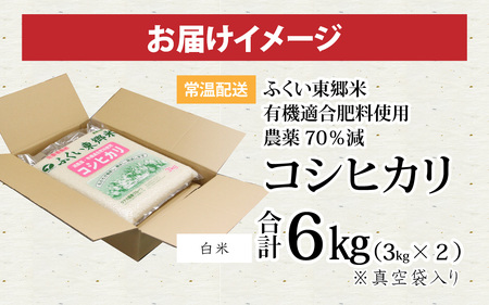 【白米】【先行予約】令和6年産 新米 ふくい東郷米 特別栽培米 農薬70％減 コシヒカリ 6kg（3kg×2袋）[A-020019_01]