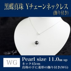 WG(18K)黒蝶真珠Yチェーン(飾り付き)(45cm)