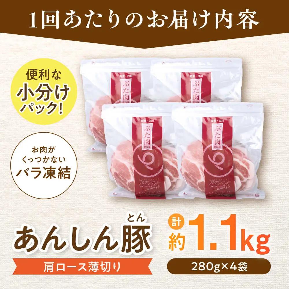 【6回定期便】《バラ凍結》豚肉肩ローススライス 計1.1kg 藤井ファーム[AWAF047]