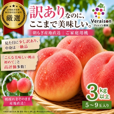 
                  ＜2026発送予定＞訳ありなのに高評価|朝もぎ桃3kg以上(5～9玉)農家直送・家庭用【1178167】
                