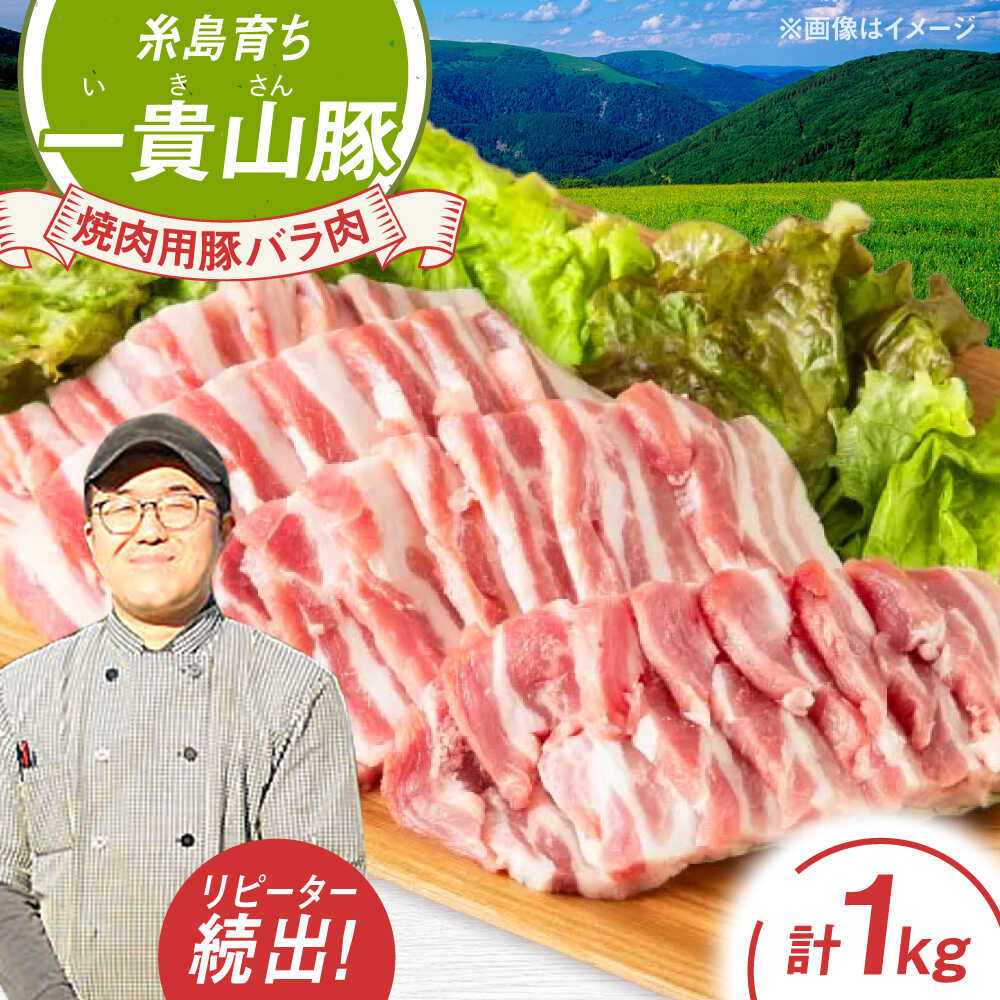 【ふるさと納税】一貴山豚 焼肉用バラ肉 計1kg(250g×4p) 糸島市 / いきさん牧場 豚肉 [AGB035] 14000円 1万4千円