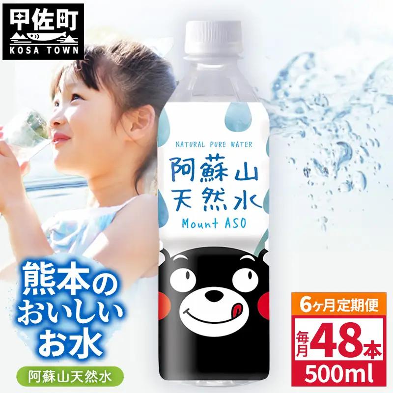 【定期便6ヶ月】熊本のおいしいお水 阿蘇山天然水 500ml×48本（2ケース）（共通返礼品・御船町） -  飲料水 ミネラルウォーター 軟水 防災 備蓄 ローリングストック【価格改定】
