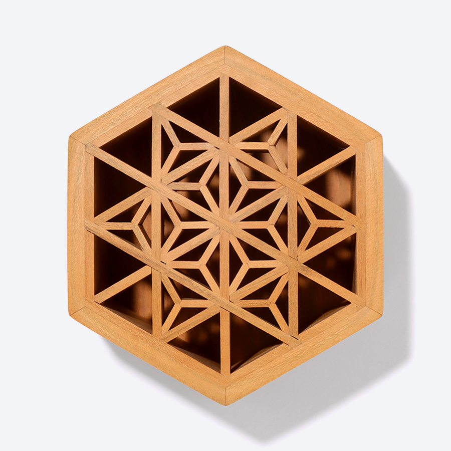 ＜Kinomo＞麻ノ葉六角小箱