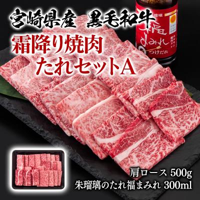 ふるさと納税 西都市 宮崎県産黒毛和牛霜降り焼肉タレセットA 肩ロース500g ミヤチク[2849]