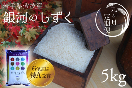 ★令和6年産★【9回定期便】特A受賞　銀河のしずく5kg　岩手県紫波町産 (AD037)