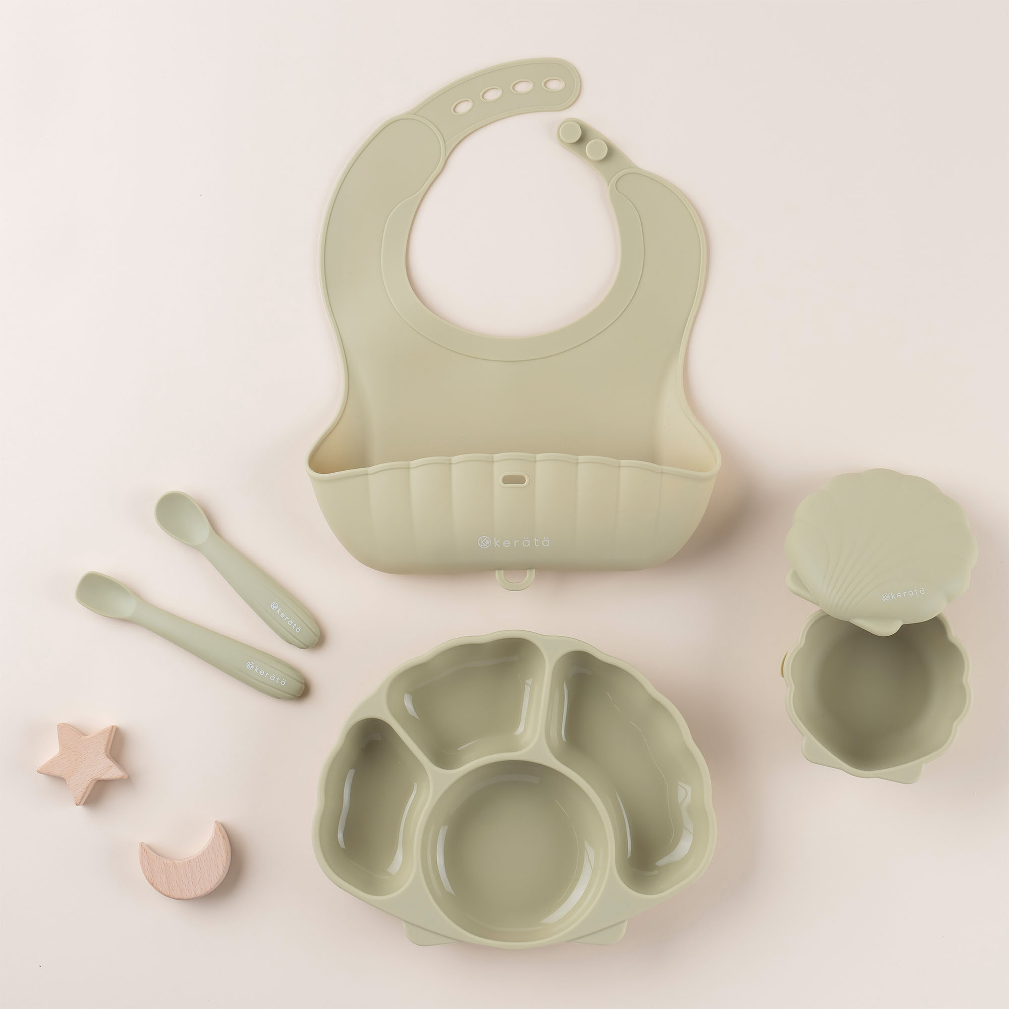 ベビー食器 5点セット（シーウィードグリーン） | ケラッタ 赤ちゃん ベビー 日用品 食器 ベビー食器 マタニティ 長野県 塩尻市