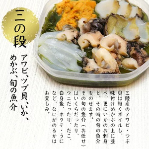 【ご贈答】三陸 玉手箱 計480g前後 ( 160g前後 ×3段 ) おせち 2024 人気｜冷凍 小分け 食べきり 化粧箱 熨斗 のし お取り寄せ ギフト 海宝 味付 漬 海鮮丼 どんぶり ドン 岩