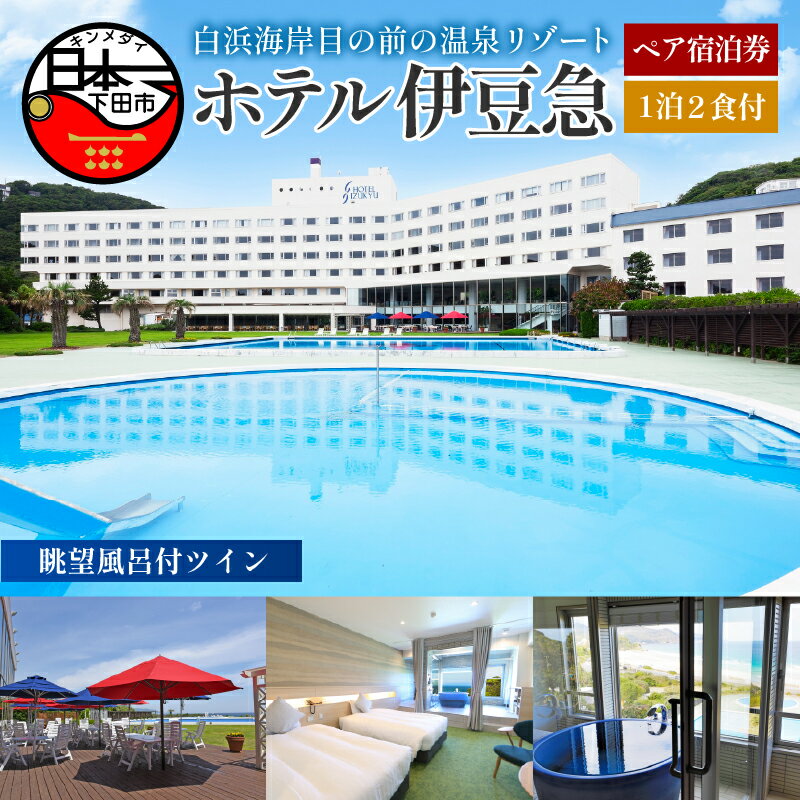 【ふるさと納税】 旅行 宿泊券 ペア 食事付き 温泉 眺望風呂付ツイン オーシャンビュー ホテル伊豆急 1泊2食 白浜海岸 静岡 下田 伊豆