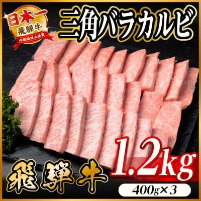 
                  飛騨牛　三角バラカルビ焼肉　1.2kg(400g×3)タレ付き　BBQ用　小分け【1746356】
                