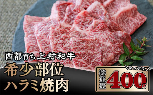 
【カミチク 上村和牛】黒毛和牛 ハラミ焼肉400g 200g×2 小分け＜2-87＞　　
