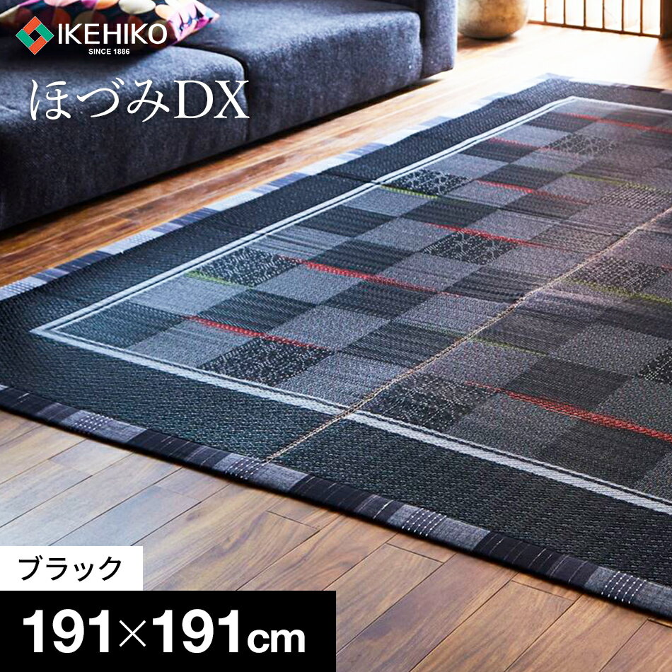 【ふるさと納税】ほづみDX（191×191）（ブラック） 滑り止め加工 柄 い草 いぐさ おすすめ 福岡県 大木町 株式会社イケヒコ・コーポレーション AA162