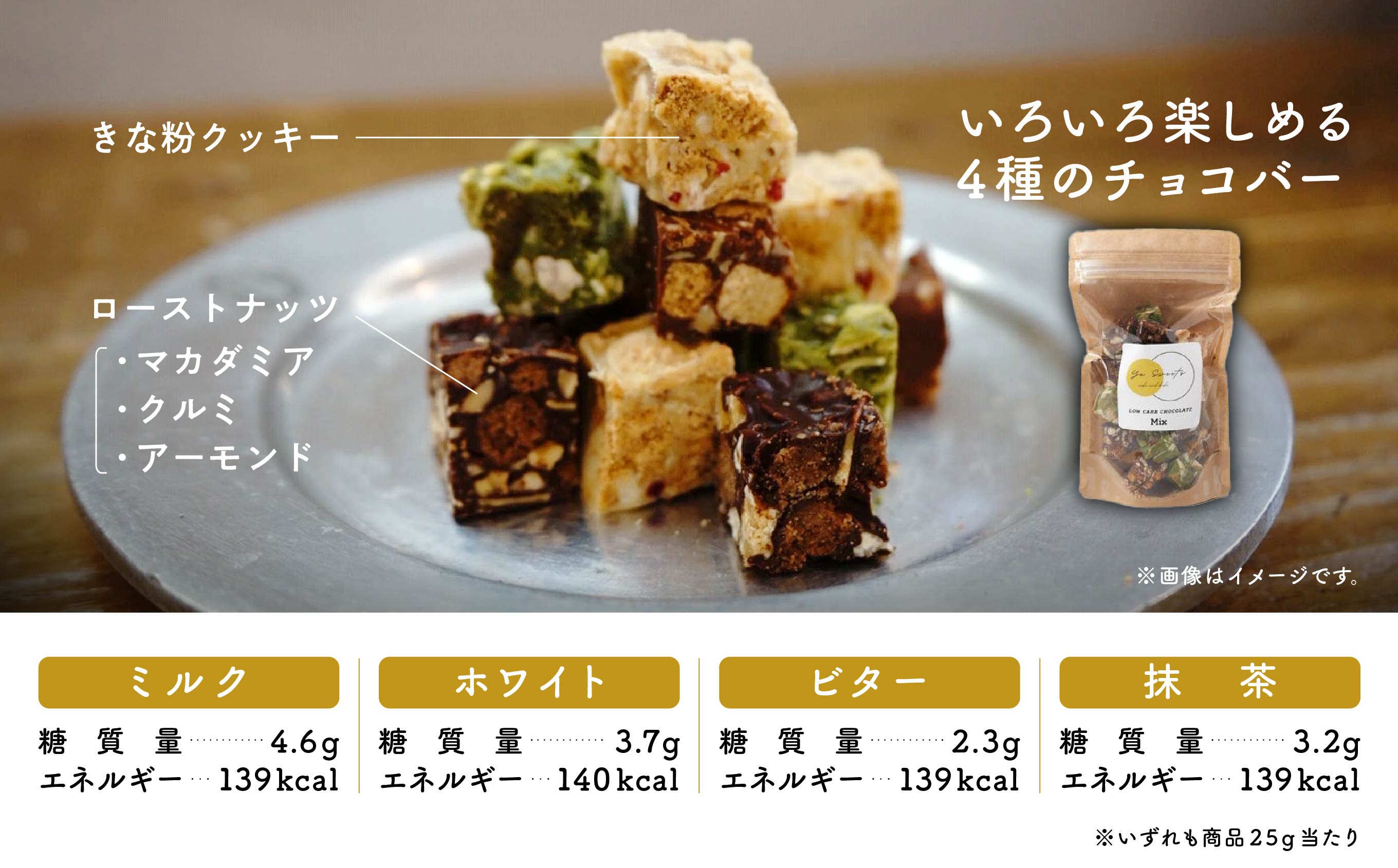糖質制限チョコバー ミックス詰合せ（ミルク・ホワイト・ビター・抹茶）006013