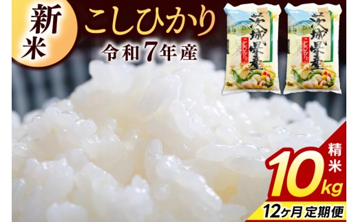 ★12ヶ月定期便★ 精米 コシヒカリ 10kg (5kg × 2袋) 総計 120kg【令和7年産】米 精米 白米 こしひかり 定期便 茨城県 鹿嶋市 国産 送料無料 お米 ごはん おにぎり 冷めても 美味しい 粘り うまみ 厳選 出荷直前精米 ツヤ かおり うまい（KY-5）