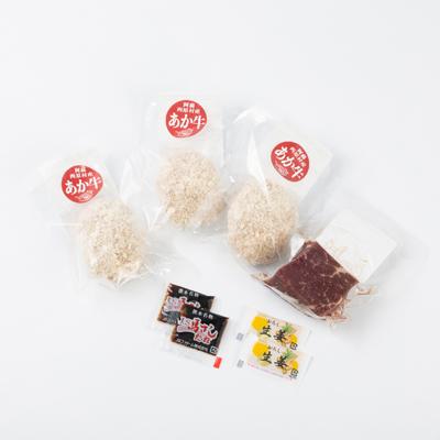 ふるさと納税 水上村 熊本県産　あか牛 メンチカツ3個(85g×3個)・馬刺し霜降り100gセット(水上村) |  | 01