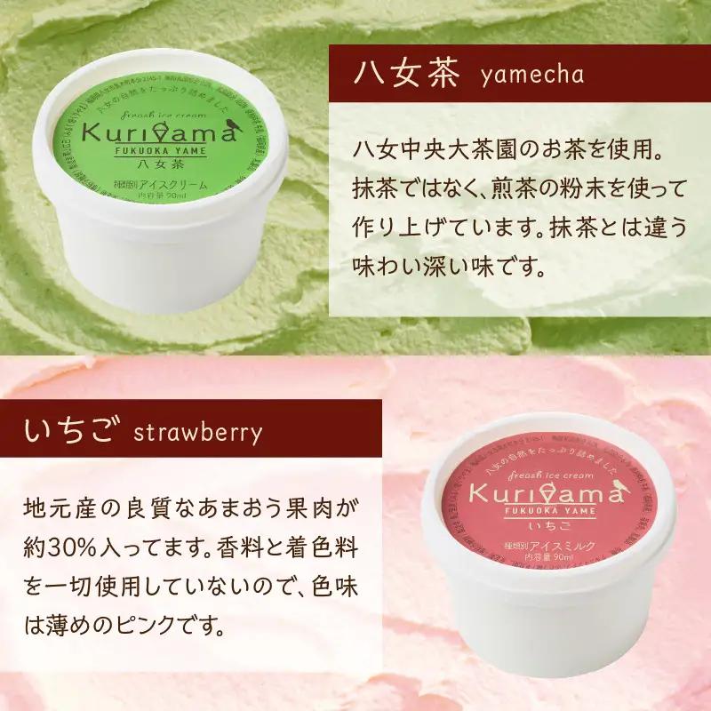 くりやまアイス6個セット 各90ml アイスクリーム 酪農家 手作り 地元産 お茶 フルーツ 身体に優しい 笑顔 幸せ 043-004