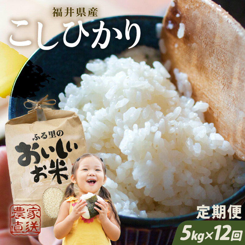 【ふるさと納税】【先行予約】【令和8年産・新米】【農家直送定期便 12ヶ月コース】 本原農園のまごころコメた 福井県産 コシヒカリ 5kg × 12回 計60kg 【2026年10月上旬以降順次発送】 /玄米 白米 こしひかり こめ