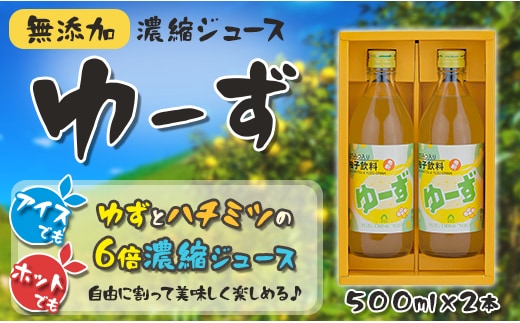 
										
										ゆーず ゆずジュース 6倍希釈飲料 500ml×2本 はちみつ 濃縮ジュース フルーツジュース ドリンク 清涼飲料水 飲料 柚子 ゆず 有機 無添加 ギフト お中元 お歳暮 答用 のし 熨斗 産地直送 高知県 馬路村【690】
									