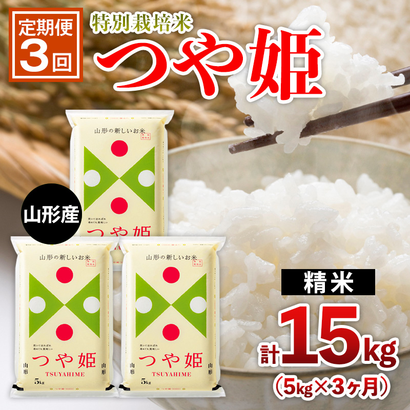 【定期便3回】山形産 特別栽培米 つや姫 5kg×3ヶ月(計15kg) FY25-444