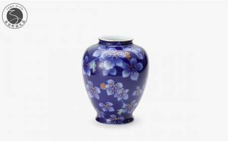 有田焼 呉須ブドー 8号 花生【深川製磁】花瓶 花器 壺 インテリア 伝統工芸 縁起柄 aa044