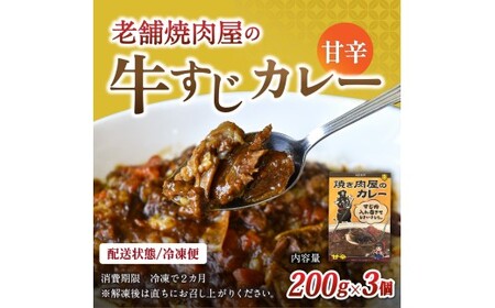 カレー 味園特選 牛すじカレー200g×3個 国産黒毛和牛 / 焼肉ホルモン味園 カレー 奈良県 葛城市 【ajen002】