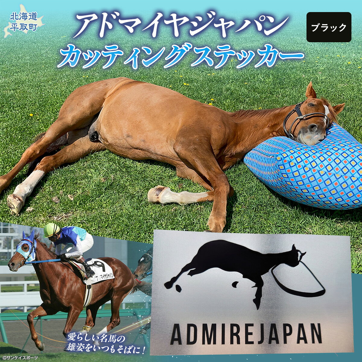 【ふるさと納税】【アドマイヤジャパン×Yogibo】カッティングステッカー（黒）4枚入り【ふるさと納税 人気 おすすめ ランキング 馬 競馬 競走馬 引退馬 アドマイヤジャパン 日高 北海道 平取町 送料無料】 BRTV048