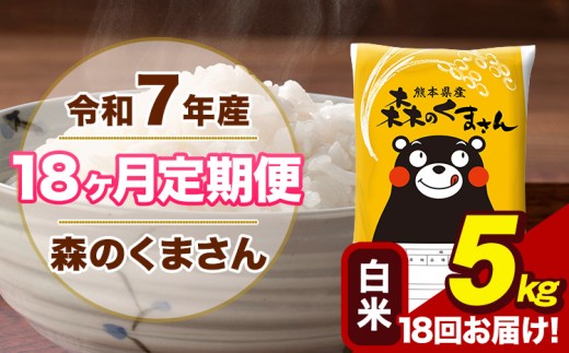 令和7年産 【18ヶ月定期便】 森のくまさん 白米 5kg 5kg×1袋 計18回お届け 熊本県産 こめ コメ 精米 荒尾市 ひの 米 定期 《お申込み翌月から出荷》