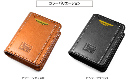 VanNuys カードが30枚～40枚程度入る小さい財布 本革 牛革 シュリンクレザー カードケース 大容量 名刺入れ バンナイズ ファッション ファッション小物  ビンテージブラック