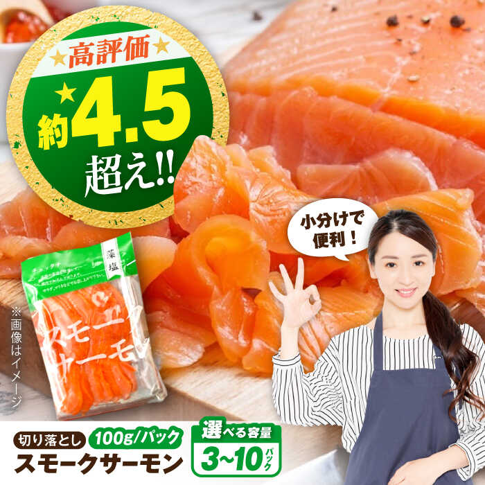 【ふるさと納税】スモークサーモン（切り落とし）100g 選べる容量｜滋賀県長浜市/株式会社中村屋[AQAJ001] サーモン 小分け スライス 冷蔵 鮭 さけ サケ 魚 海鮮 刺身 燻製 スモーク おつまみ おかず 惣菜 時短 簡単 人気