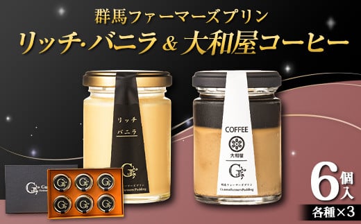 リッチ・バニラ＆大和屋コーヒー 6個入（リッチ・バニラ 3個、大和屋コーヒー 3個） 手土産 おやつ デザート スイーツ こだわり 話題 リッチ バニラ コーヒー F21K-503