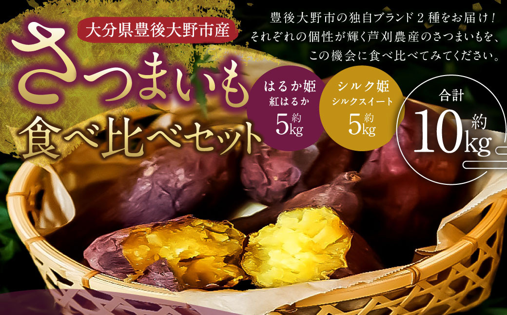 
            004-1139x1 【先行予約】 さつまいも 食べ比べ セット シルク姫 約5kg + はるか姫 約5kg さつまいも サツマイモ 芋 いも 紅はるか べにはるか シルクスイート 大分県 豊後大野市 【2025年11月下旬～2026年5月下旬発送予定】
          