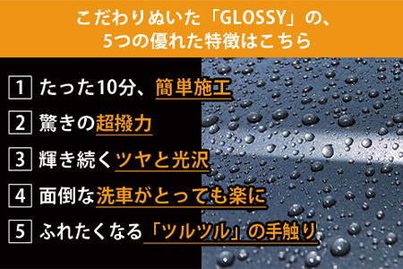 ガラスコーティング剤 自動車用 (200mlx5セット) KIRAPI-CAR GLOSSY マイクロファイバークロス付 説明書 カーコーティング剤 洗車 洗車用品 洗車グッズ 自動車 車