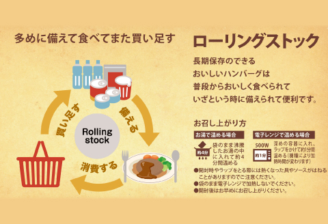 非常食になるおいしいハンバーグと三瓶山の天然水セット【レトルト ハンバーグ 180g 固形量 120g 8個 天然水 500ml 6本 手作り デミグラスソース 水 ペットボトル 長期保存 セット】