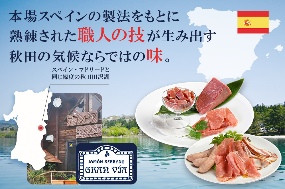 田沢湖自然ファームの グランビア自家製生ハム 40g×4 計160g