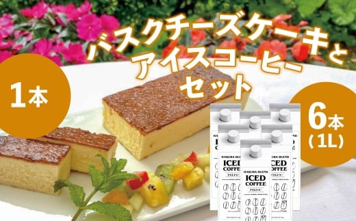 「白馬ブレンド」アイスコーヒー1L×6本セット + ホテルシェフの作る絶品バスク風チーズケーキ 350g/長野県白馬村 ティーバック 自家焙煎 オリジナルブレンド スイーツ おやつ デザート 簡単解凍 詰め合わせ お取り寄せ ギフト 贈答 お土産【R10010018-B】