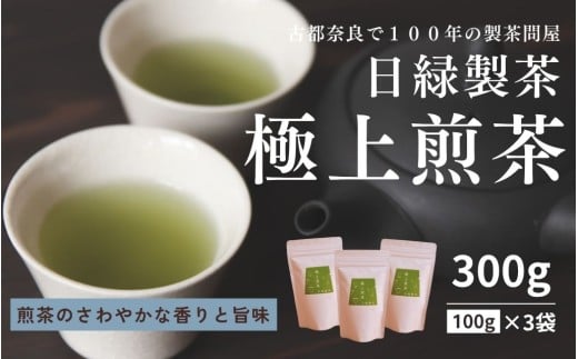 お茶 煎茶 極上煎茶 100g×3個 セット 飲料 飲み物 ドリンク 緑茶 日本茶 おやつ 飲み比べ 日緑製茶 奈良県 奈良市 12-134