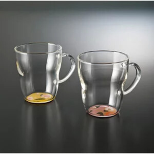 みよし漆器本舗 紀州塗り ぬりもん de Verre 耐熱マグカップ 蒔絵 ペアセット 黄＆ピンク 330ml