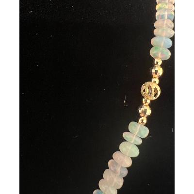 ふるさと納税 甲府市 K18 エチオピア産オパール　ペンダントトップ付きネックレス　YF-09 |  | 01