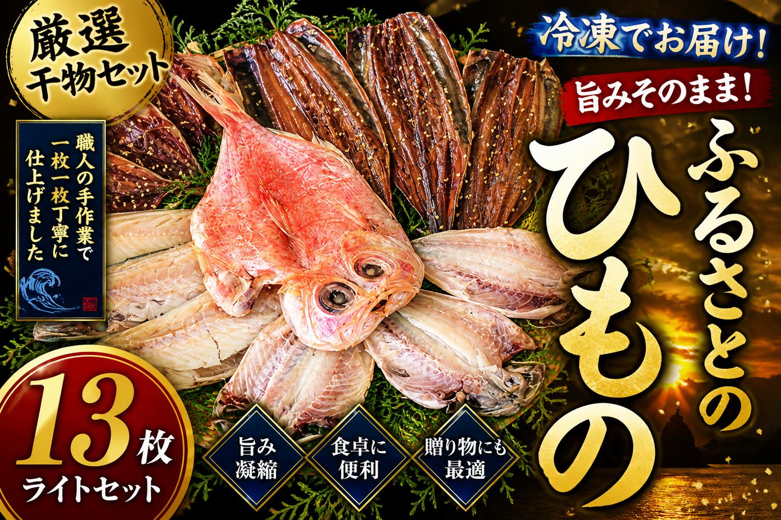 
                  藤文の「西伊豆ふるさと干物　ライト」 金目鯛 きんめ さば さんま 秋刀魚 サンマ あじ 鯵 ひもの みりん干し 西伊豆 伊豆 ギフト お歳暮 お中元
                