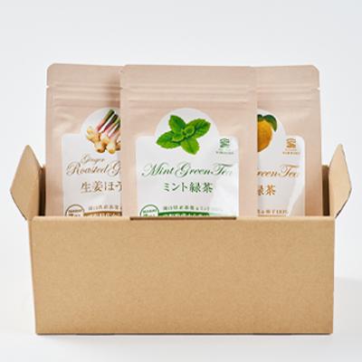 ふるさと納税 美作市 岡山県美作市産 【緑茶】生姜ほうじ茶・ゆず緑茶・ミント緑茶セット　各1個(各2g×7個入り) |  | 03